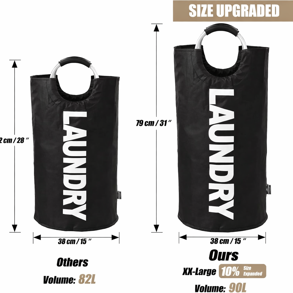 SVOZK® XXL Waterproof Laundry Basket (90L) – Foldable with Padded Handles