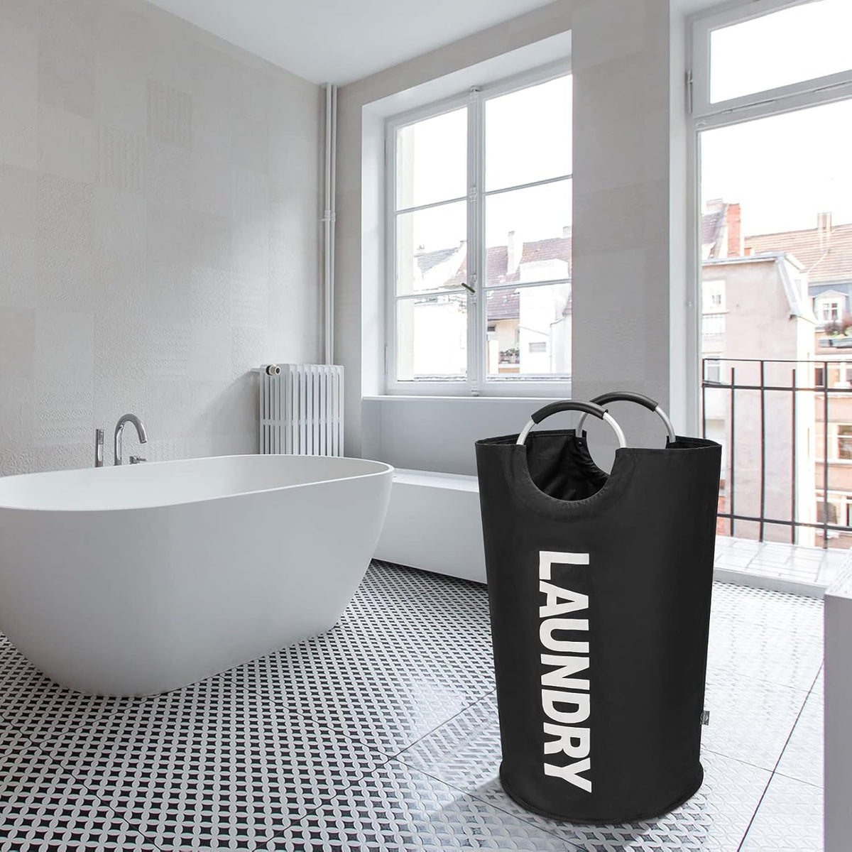 SVOZK® XXL Waterproof Laundry Basket (90L) – Foldable with Padded Handles