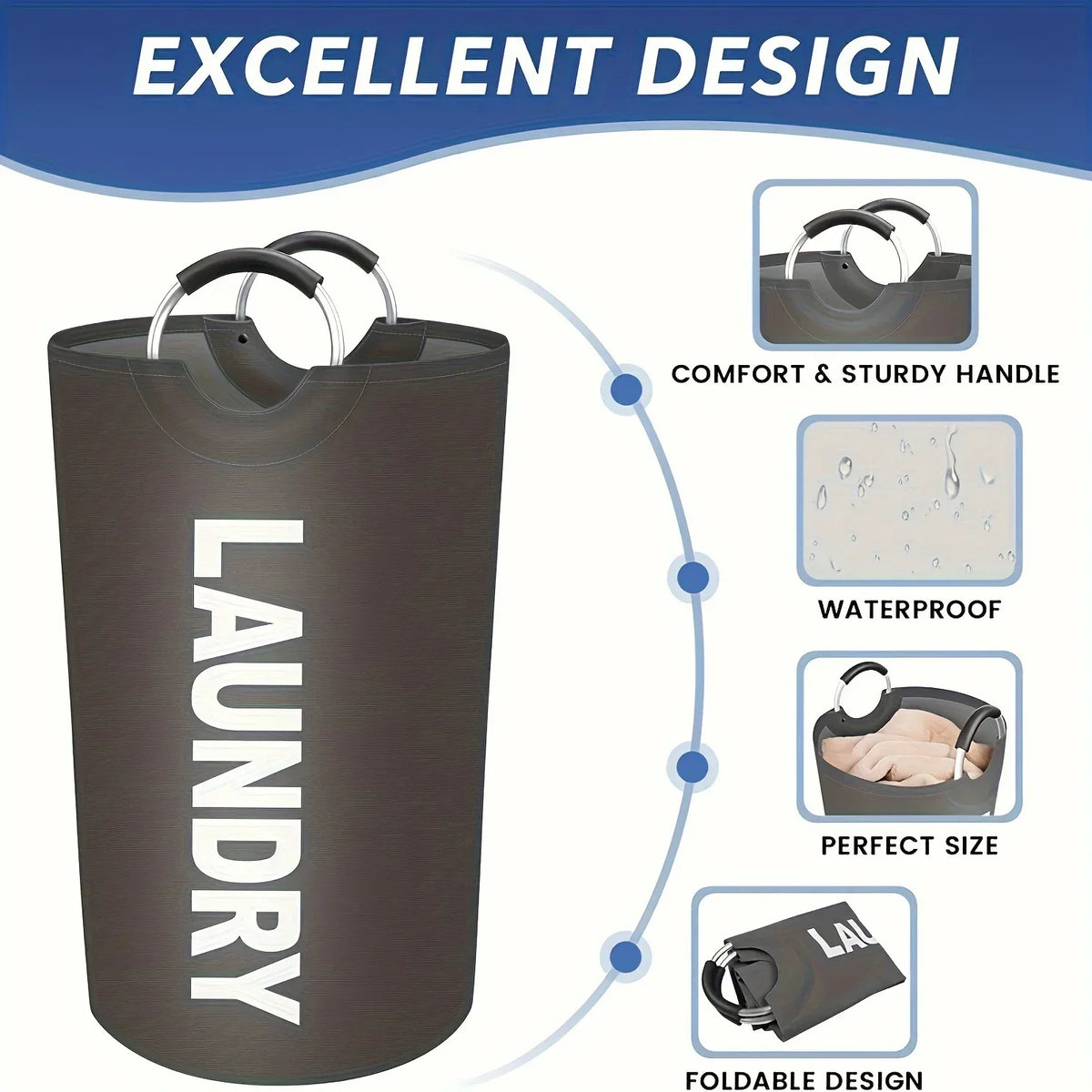 SVOZK® XXL Waterproof Laundry Basket (90L) – Foldable with Padded Handles